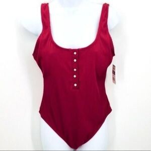 Vigoss one piece swimsuit red ribbed XL BoxA thong